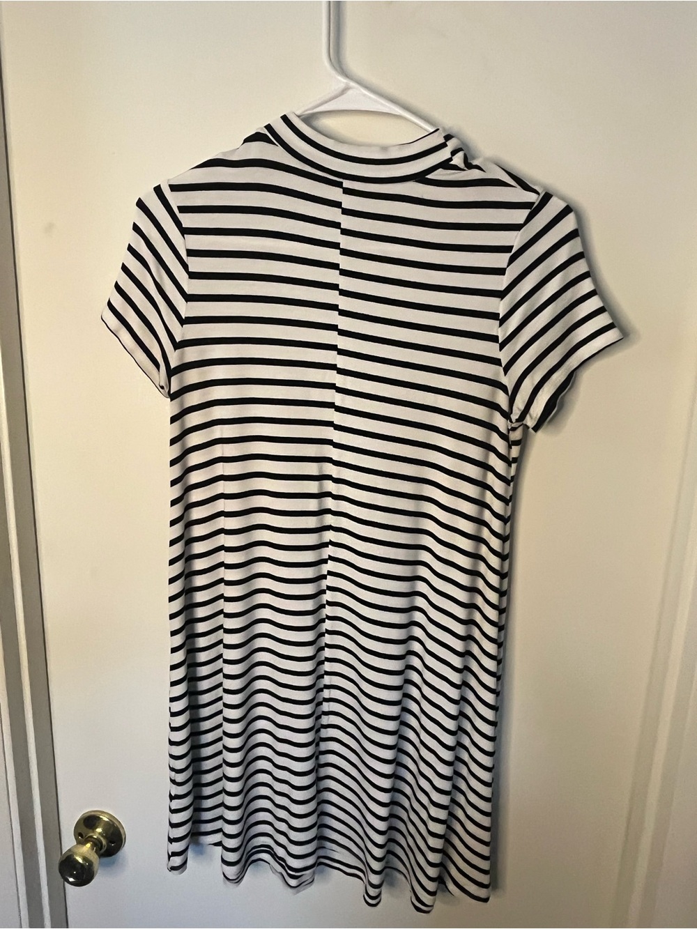 Black & White Striped Short Sleeve T-Shirt Dress - Picture 4 of 4